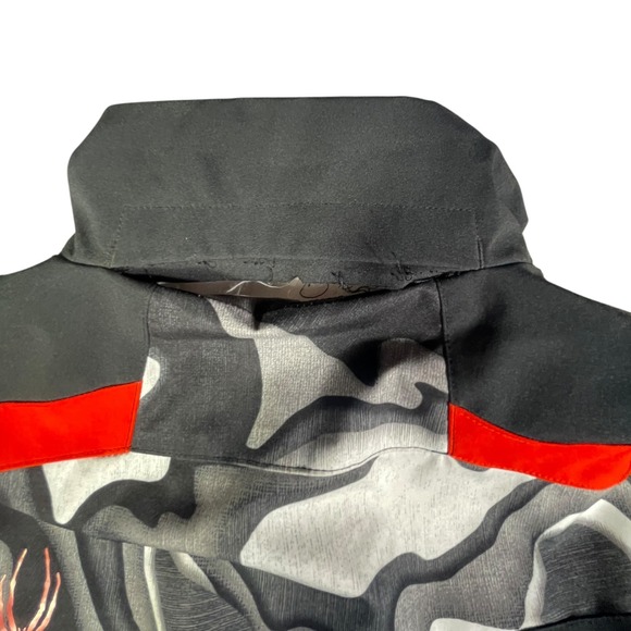Spyder Boys Ski Jacket Size 10 Black Grey Orange Camo Full Zip Winter Coat - Picture 7 of 9